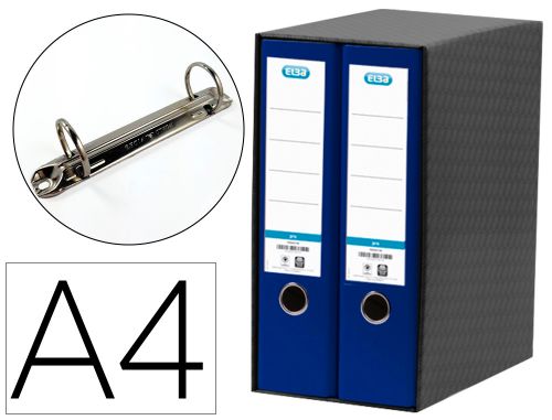 Modulo elba 2 pasta de arquivo de alavanca din a4 com rado 2 aneis azul lombada de 80 mm , Elba , 150309 , 8427291123454